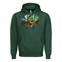 Sports Green Peacock Bass Illustrations Zipper Hoodie - LillyAllenDesigns