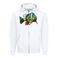 White Peacock Bass Illustrations Zipper Hoodie - LillyAllenDesigns