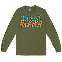 Army Green Blessed Mama Long Sleeve Tee - Artiststas