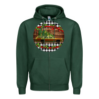 Sports Green Christmas vacation car Christmas Zipper Hoodie - Jasminsmagicworld