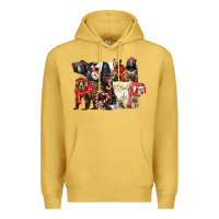 Antique Gold Christmas Bear Family Premium Hoodie - LillyAllenDesigns