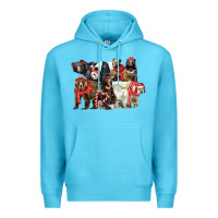 Ocean Blue Christmas Bear Family Premium Hoodie - LillyAllenDesigns