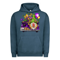 Pigment Midnight Navy Mardi Gras gnome on the truck Urban Hoodie - NancyCooperArtShop