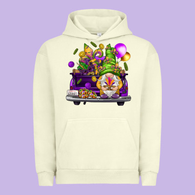 Mardi Gras Gnome On The Truck Urban Hoodie Designed By Nancycooperartshop