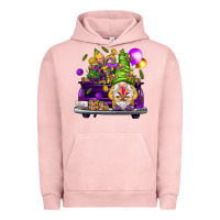 Pigment Salmon Mardi Gras gnome on the truck Urban Hoodie - NancyCooperArtShop