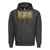 Charcoal Heather jesus western patterns license plate template Zipper Hoodie - BarkalooDesign