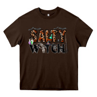Chocolate Brown salty witch Heavy Core Tee - CowhideDigitalArt