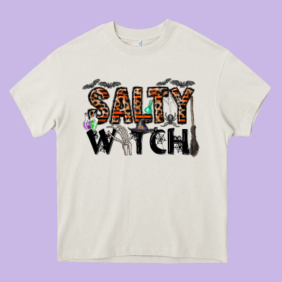 Salty Witch Heavy Core Tee Designed By Cowhidedigitalart