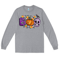Heather Grey Boo halloween Long Sleeve Tee - Artiststas