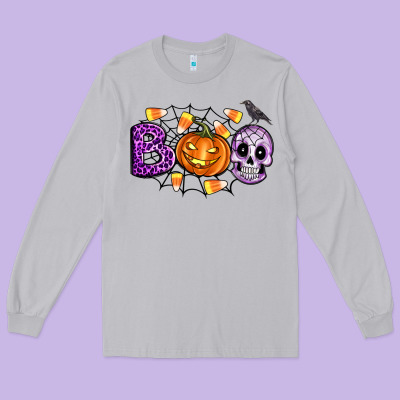 Boo Halloween Long Sleeve Tee Designed By Artiststas
