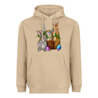 Mushroom Bunnys carrots eggs with basket Easter Heavyweight Hoodie - NancyCooperArtShop