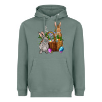 Sage Bunnys carrots eggs with basket Easter Heavyweight Hoodie - NancyCooperArtShop
