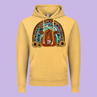 Red Angus Rainbow Vintage Hoodie Designed By Jahusdesignshop