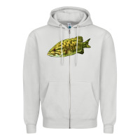 Dove Grey Smallmouth Bass Fish Illustrations Zipper Hoodie - LillyAllenDesigns