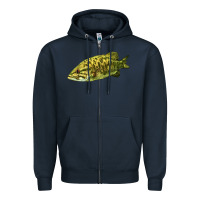 Navy Smallmouth Bass Fish Illustrations Zipper Hoodie - LillyAllenDesigns