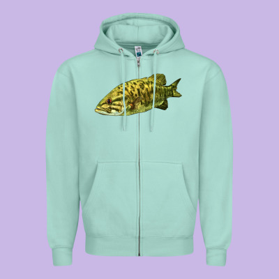 Smallmouth Bass Fish Illustrations Zipper Hoodie Designed By Lillyallendesigns