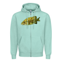 Seafoam Smallmouth Bass Fish Illustrations Zipper Hoodie - LillyAllenDesigns