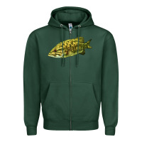 Sports Green Smallmouth Bass Fish Illustrations Zipper Hoodie - LillyAllenDesigns