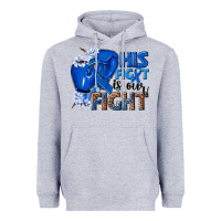 Heather Grey his fight is our fight colon cancer blue ribbon Heavyweight Hoodie - NancyCooperArtShop