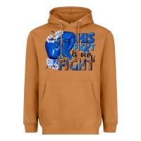 His Fight Is Our Fight Colon Cancer Blue Ribbon Heavyweight Hoodie | Teevron