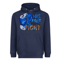 Navy his fight is our fight colon cancer blue ribbon Heavyweight Hoodie - NancyCooperArtShop