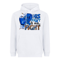 White his fight is our fight colon cancer blue ribbon Heavyweight Hoodie - NancyCooperArtShop
