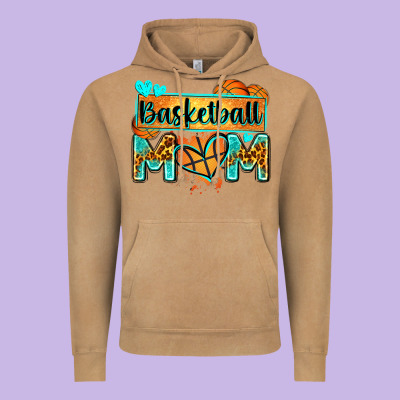 Basketball Mom With Leopard Vintage Hoodie Designed By Zillion Design Studio