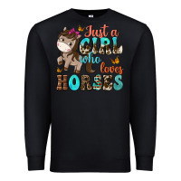 Black just a girl who loves horses Premium Sweatshirt - NancyCooperArtShop