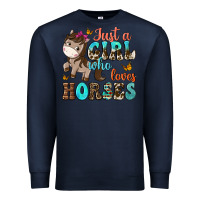 Navy just a girl who loves horses Premium Sweatshirt - NancyCooperArtShop