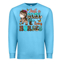 Ocean Blue just a girl who loves horses Premium Sweatshirt - NancyCooperArtShop