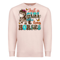 Pale Pink just a girl who loves horses Premium Sweatshirt - NancyCooperArtShop