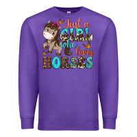 Purple just a girl who loves horses Premium Sweatshirt - NancyCooperArtShop