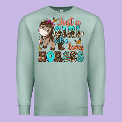 Just A Girl Who Loves Horses Premium Sweatshirt Designed By Nancycooperartshop
