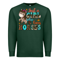Sports Green just a girl who loves horses Premium Sweatshirt - NancyCooperArtShop