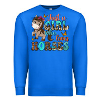 True Royal just a girl who loves horses Premium Sweatshirt - NancyCooperArtShop