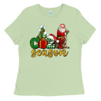 Matcha cozy season with santa christmas tree cactus and gift Ladies Tee - AdoDesignShop