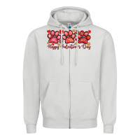 Dove Grey happy valentines day paws Zipper Hoodie - NancyCooperArtShop