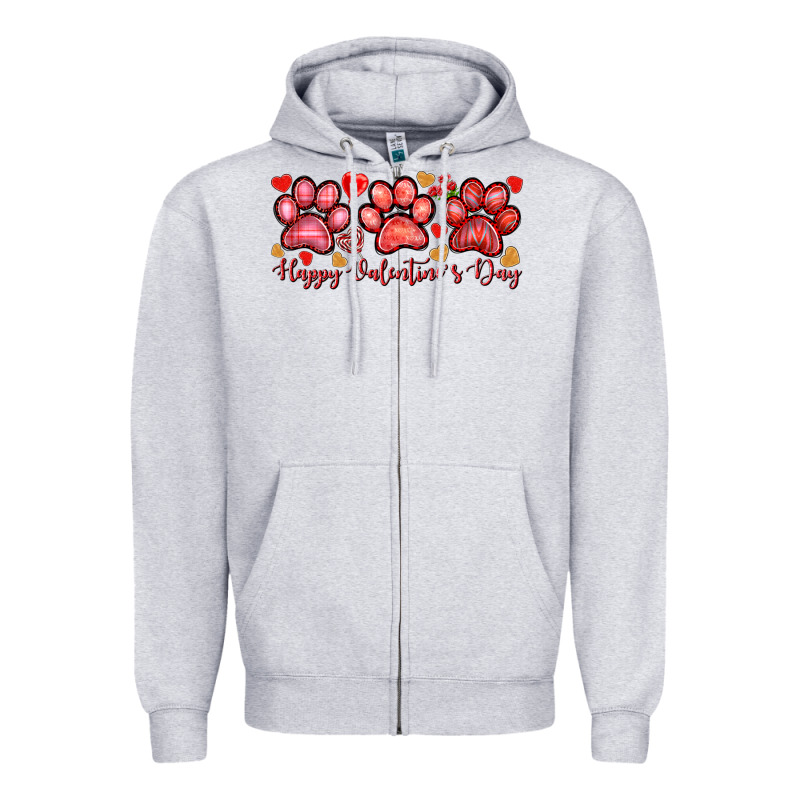 Happy Valentines Day Paws Zipper Hoodie by NancyCooperArtShop | Teevron