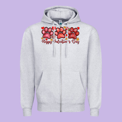 Happy Valentines Day Paws Zipper Hoodie Designed By Nancycooperartshop