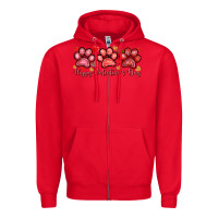 Red happy valentines day paws Zipper Hoodie - NancyCooperArtShop