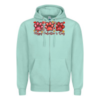 Seafoam happy valentines day paws Zipper Hoodie - NancyCooperArtShop