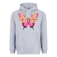 Pink Ribbon Breast Cancer Butterfly Heavyweight Hoodie | Teevron