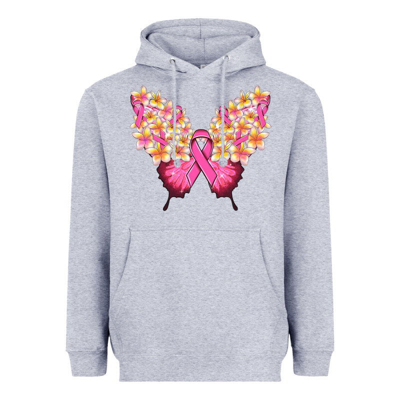 Pink Ribbon Breast Cancer Butterfly Heavyweight Hoodie by NancyCooperArtShop | Teevron