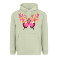 Matcha Pink ribbon Breast Cancer butterfly Heavyweight Hoodie - NancyCooperArtShop