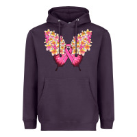 Plum Pink ribbon Breast Cancer butterfly Heavyweight Hoodie - NancyCooperArtShop