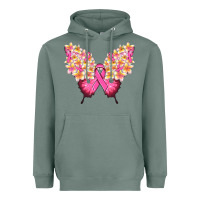 Sage Pink ribbon Breast Cancer butterfly Heavyweight Hoodie - NancyCooperArtShop