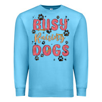 Ocean Blue busy raising dogs Premium Sweatshirt - MaliasSmallBusiness