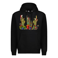 Black Christmas Cactus Premium Hoodie - LillyAllenDesigns
