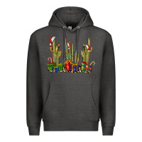 Charcoal Heather Christmas Cactus Premium Hoodie - LillyAllenDesigns