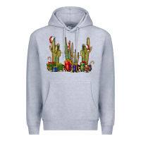 Heather Grey Christmas Cactus Premium Hoodie - LillyAllenDesigns